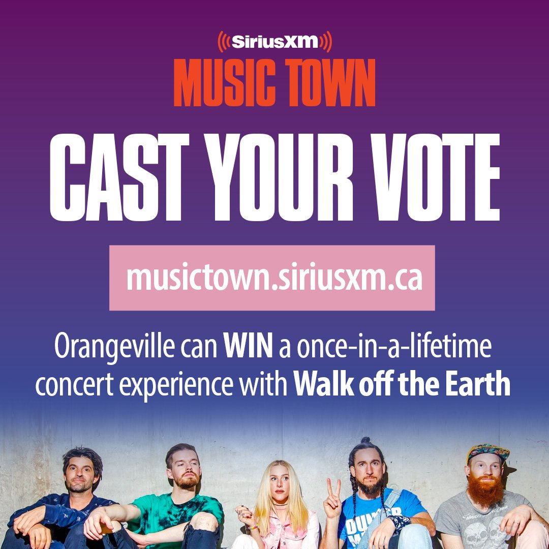 SiriusXM Music Town finalist ad for Orangeville